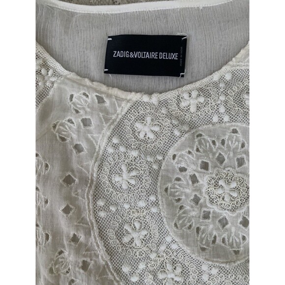 Zadig & Voltaire Women’s Dress Rhuya Deluxe Cream Lace Chiffon Crochet Small - Picture 9 of 10